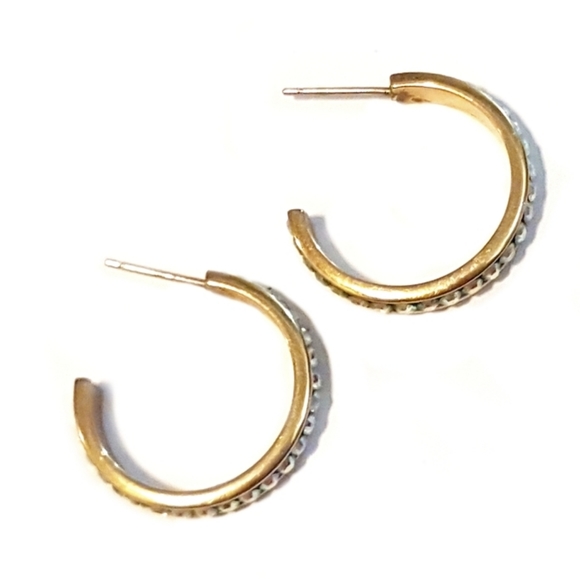14k Australian Crystal Hoops - Picture 1 of 17